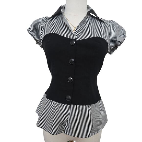 INC International Concepts Womens Vintage Y2K Corp Striped Button Corset Top 2P - Picture 1 of 12